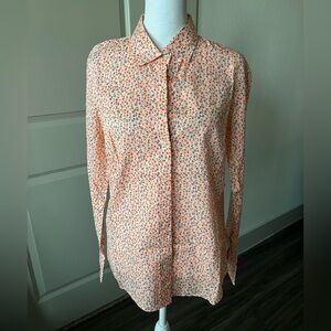 J. Crew Orange and White Button Down Shirt with Floral Print
